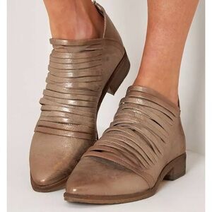 Free People Lost Valley Metallic Leather Strappy Ankle Booties Shoes 38